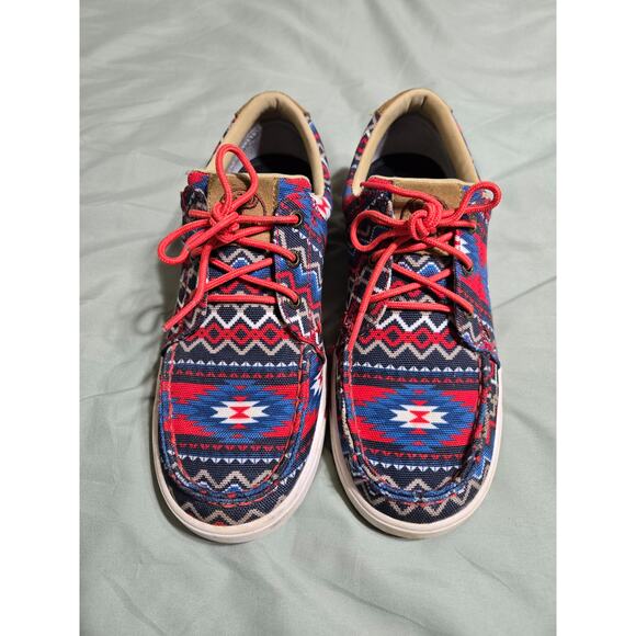 Twisted x 7.5 women's red aztec printed tie shoes - Picture 2 of 8